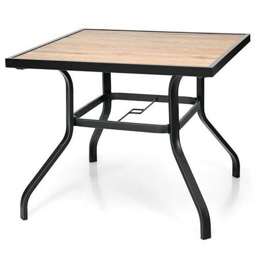 Picture of Patio Metal Square Dining Table for Garden and Poolside