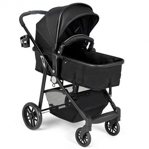 Picture of 2-in-1 Foldable Pushchair Newborn Infant Baby Stroller-Black - Color: Black