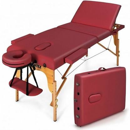 图片 3 Fold Portable Adjustable Massage Table with Carry Case-Red - Color: Red