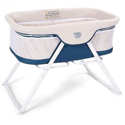 Picture of Portable Newborn Rocking Foldaway Baby Bassinet Crib-Beige - Color: Blue