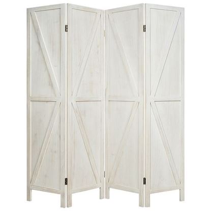 Picture of 4 Panels Folding Wooden Room Divider-White - Color: White