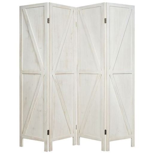 Picture of 4 Panels Folding Wooden Room Divider-White - Color: White