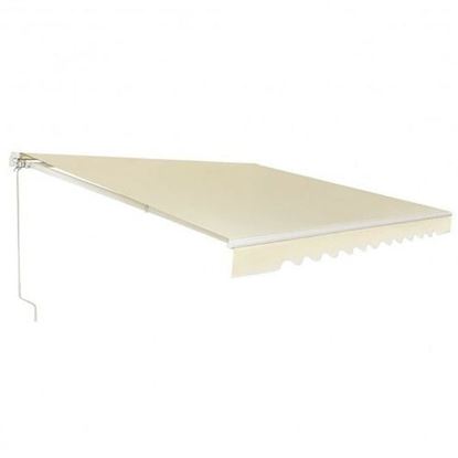 Picture of 13  8 Feet Retractable Patio Awning Aluminum Deck Sunshade-Beige - Color: Beige