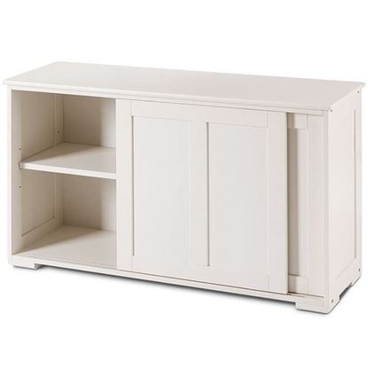 Picture of Kitchen Storage Cupboard Cabinet with Sliding Door-Cream White - Color: Cream White