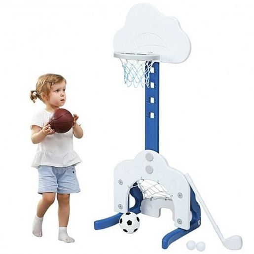 Picture of 3-in-1 Kids Basketball Hoop Set with Balls-White - Color: White