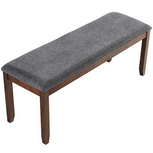 Picture of Upholstered Entryway Bench Footstool with Wood Legs