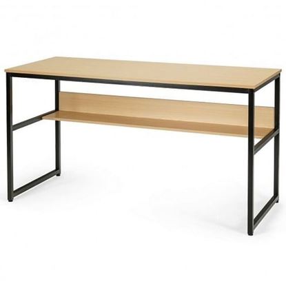 Picture of 55-Inch Computer Desk Writing Table Workstation Home Office with Bookshelf-Natural - Color: Natural