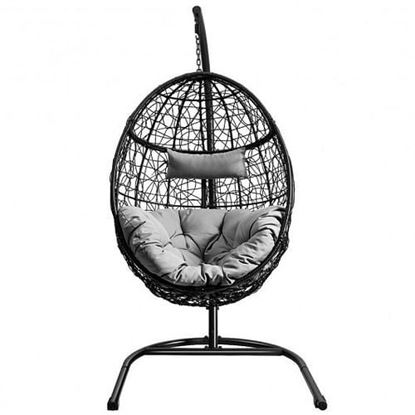 Picture of Hanging Cushioned Hammock Chair with Stand -Gray - Color: Gray