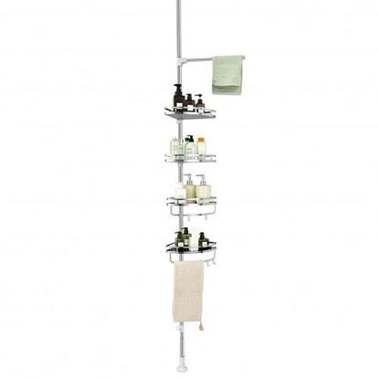 Foto de 4-Tier Tension Shower Corner Caddy with 304 Stainless Steel - Color: Silver