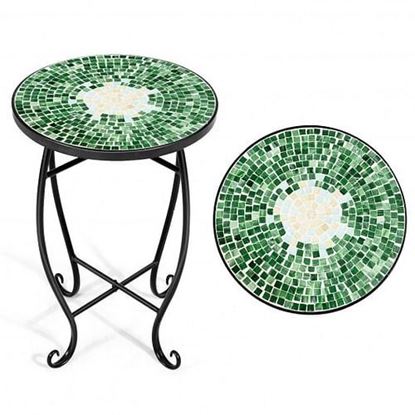 Picture of Outdoor Indoor Steel Accent Plant Stand Cobalt Table-Green - Color: Green