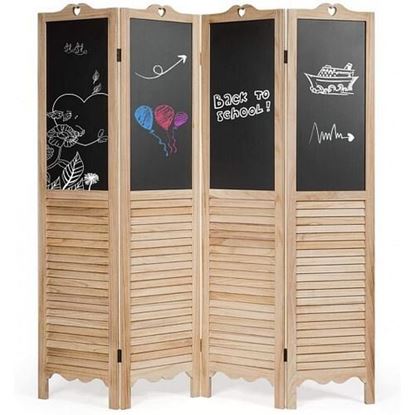 Picture of 4-Panel Folding Privacy Room Divider Screen with Chalkboard