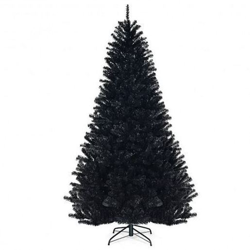 Picture of 7.5 Feet Hinged Artificial Halloween Christmas Tree - Color: Black - Size: 7.5 ft