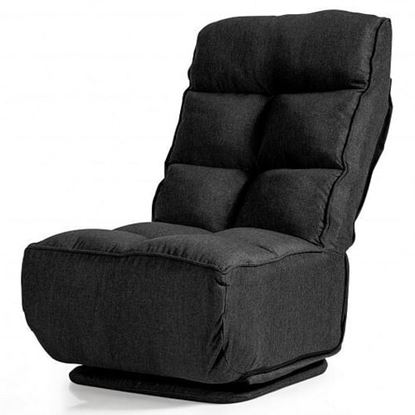 Picture of Swivel Folding Floor Gaming Chair with 6 Adjustable Positions  and Metal Base-Black - Color: Black