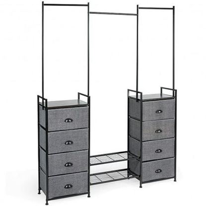 Picture of 8 Drawer Fabric Dresser with Rack Multifunctional Storage Tower Metal