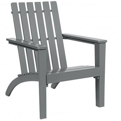 Picture of Outdoor Durable Patio Acacia Wood Adirondack Lounge Armchair-Gray - Color: Gray