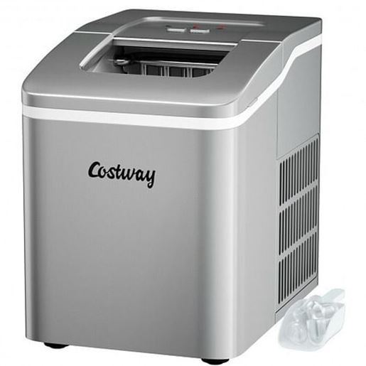 Picture of Portable Countertop Ice Maker Machine with Scoop-Silver - Color: Silver