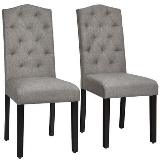 Picture of Set of 2 Tufted Upholstered Dining Chair-Gray - Color: Gray