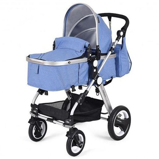 Picture of Folding Aluminum Baby Stroller Baby Jogger with Diaper Bag-Blue - Color: Blue