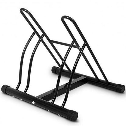 Foto de Bike Stand Cycling Rack Floor Storage Organizer for 2-Bicycle - Color: Black