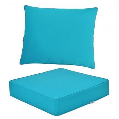 Изображение Deep Seat Chair Cushion Pads Set with Rope Belts for Indoor and Outdoor-Turquoise - Color: Turquoise
