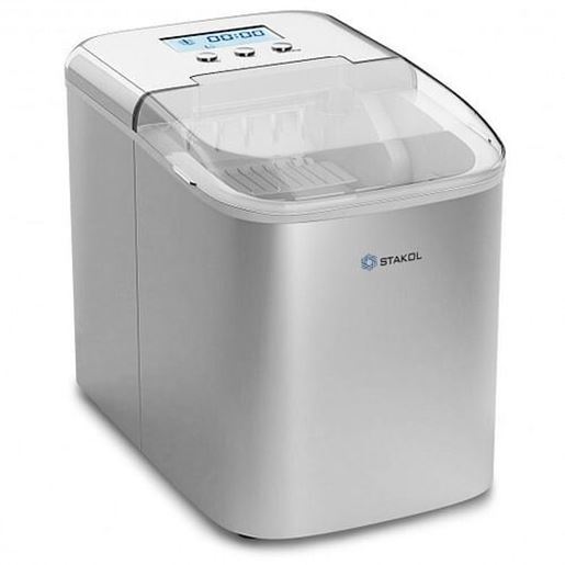 Picture of 26 lbs Countertop LCD Display Ice Maker with Ice Scoop - Color: Stain Gray