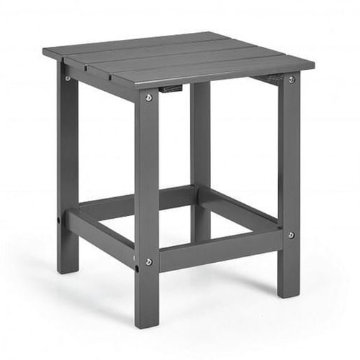 Picture of 15 Inch Patio Square Wooden Slat End Side Coffee Table for Garden-Gray - Color: Gray