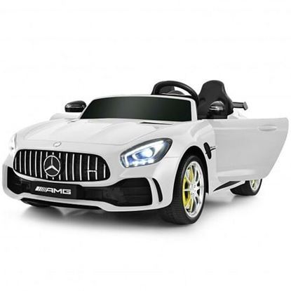 Picture of 12V Kids Ride On Car Mercedes Benz AMG GTR with Remote and LED Lights-White - Color: White