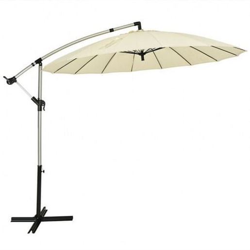 图片 10 Foot Patio Offset Umbrella Market Hanging Umbrella for Backyard Poolside Lawn Garden-Beige - Color: Beige