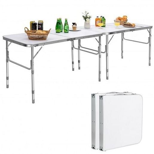 Picture of 2 Pieces Folding Utility Table with Carrying Handle-White - Color: White