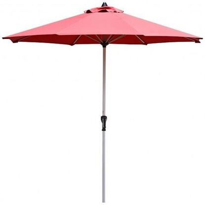 Image de 9 Feet Patio Outdoor Market Umbrella with Aluminum Pole without Weight Base-Burgundy - Color: Burgundy