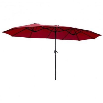Image de 15' Twin Patio Umbrella Double-Sided Outdoor Market Umbrella without Base -Wine - Color: Wine