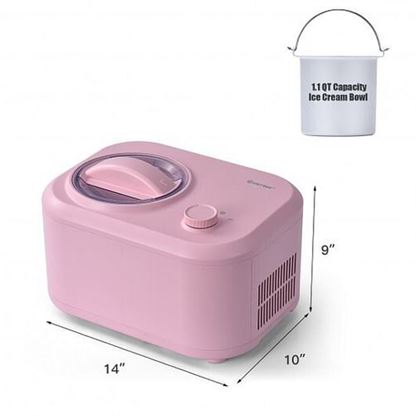 Picture of 1.1 QT Ice Cream Maker Automatic Frozen Dessert Machine with Spoon-Pink - Color: Pink