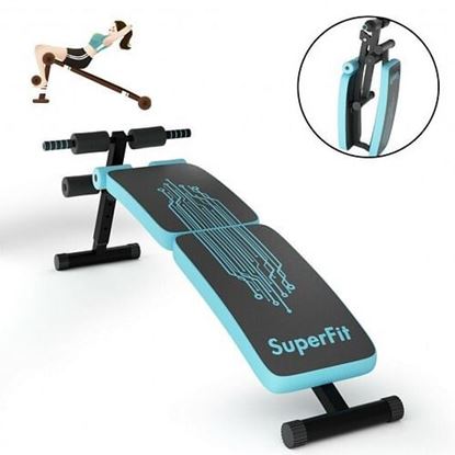 Picture of Abdominal Twister Trainer with Adjustable Height Exercise Bench-Blue - Color: Blue