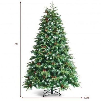 Foto de Pre-Lit Snowy Christmas Hinged Tree with Multi-Color Lights-7' - Color: Green - Size: 7 ft