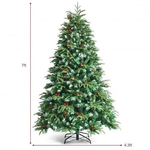 Foto de Pre-Lit Snowy Christmas Hinged Tree with Multi-Color Lights-7' - Color: Green - Size: 7 ft