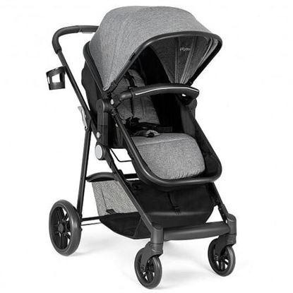 Picture of 2-in-1 Foldable Pushchair Newborn Infant Baby Stroller-Gray - Color: Gray