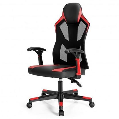 Picture of Gaming Chair with Adjustable Mesh Back-Red - Color: Red