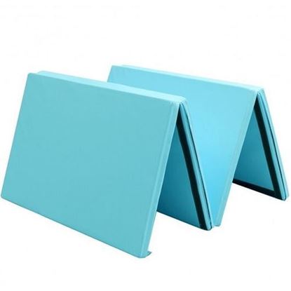 Picture of 4 Feet x 10 Feet Thick Folding Panel Gymnastics Mat-Light Blue - Color: Light Blue