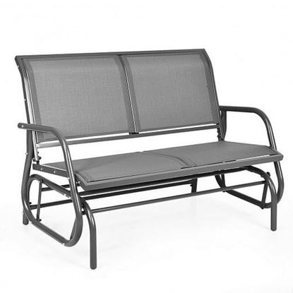 Picture of Swing Glider Chair 48 Inch Loveseat Rocker Lounge Backyard-Gray - Color: Gray