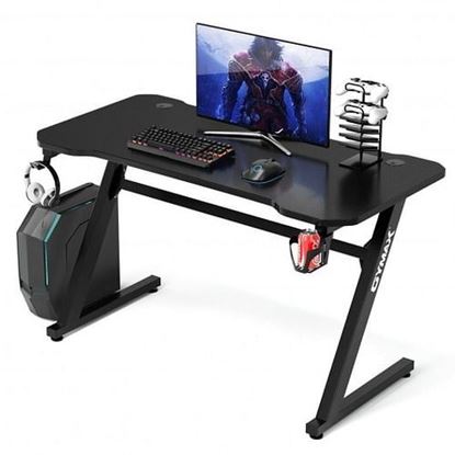 Picture of Gaming Desk Z-Shaped Computer Office Table with Gaming Handle Rack