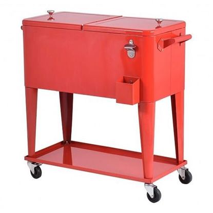 Picture of 80 Quart Outdoor Patio Rolling Steel Construction Cooler