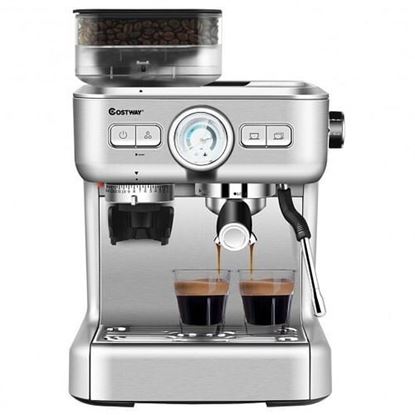 Picture of 20 Bar Espresso Coffee Maker 2 Cup /w Built-in Steamer Frother and Bean Grinder