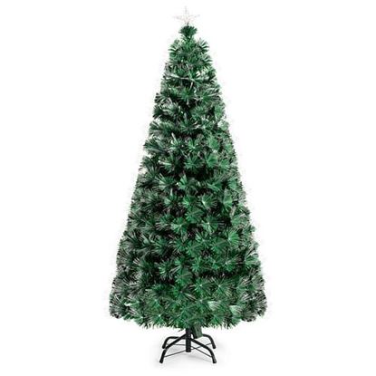 Foto de 5' / 6' Pre-Lit Fiber Double-Color Lights Optic Christmas Tree-6' - Color: Green - Size: 6 ft