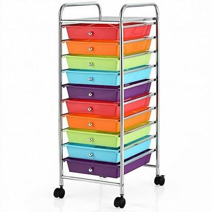 Изображение 10 Drawer Rolling Storage Cart Organizer-Multicolor - Color: Multicolor