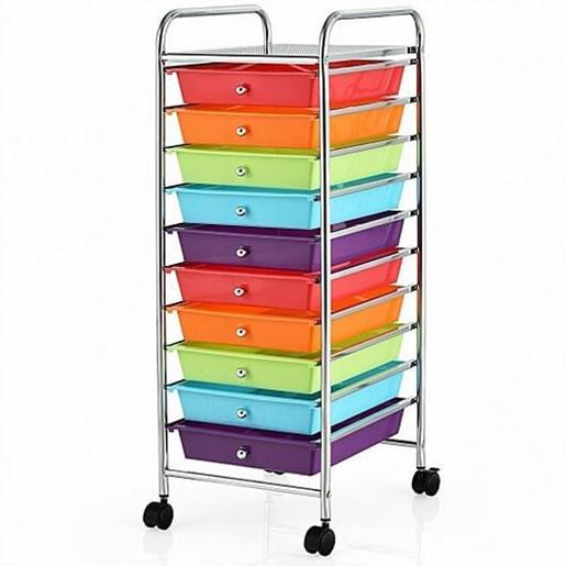 Изображение 10 Drawer Rolling Storage Cart Organizer-Multicolor - Color: Multicolor