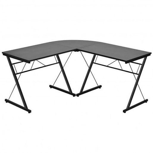 Foto de 59" L-Shaped Corner Desk Computer Table for Home Office Study Workstation-Black - Color: Black