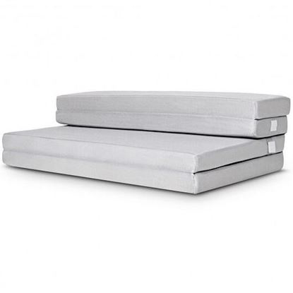 Picture of 4 Inch Folding Sofa Bed Foam Mattress with Handles-Queen Size - Color: Gray - Size: Queen Size