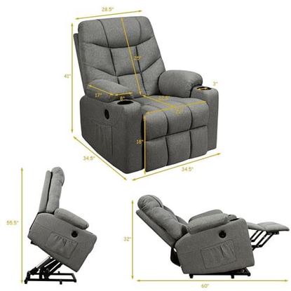 Foto de Electric Power Lift Recliner Massage Sofa-Light Gray - Color: Light Gray