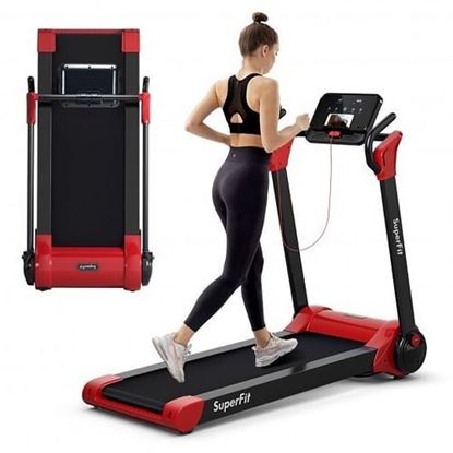 Picture of 2.25 HP Electric Motorized Folding Running Treadmill Machine with LED Display-Red - Color: Red