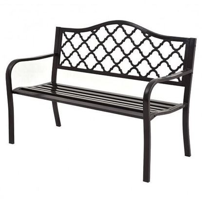 Picture of 50 Inch Patio Garden Bench Loveseats - Color: Black